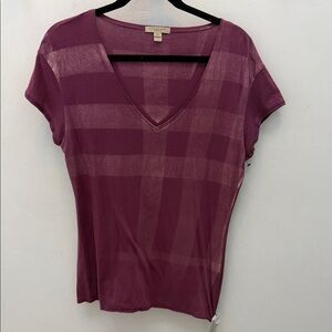 Burberry Plum V-Neck Short Sleeve Tee